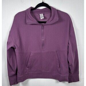 RBX Women’s Mauve Purple Quarter Zip Pullover Sweatshirt Kangaroo Pocket size M